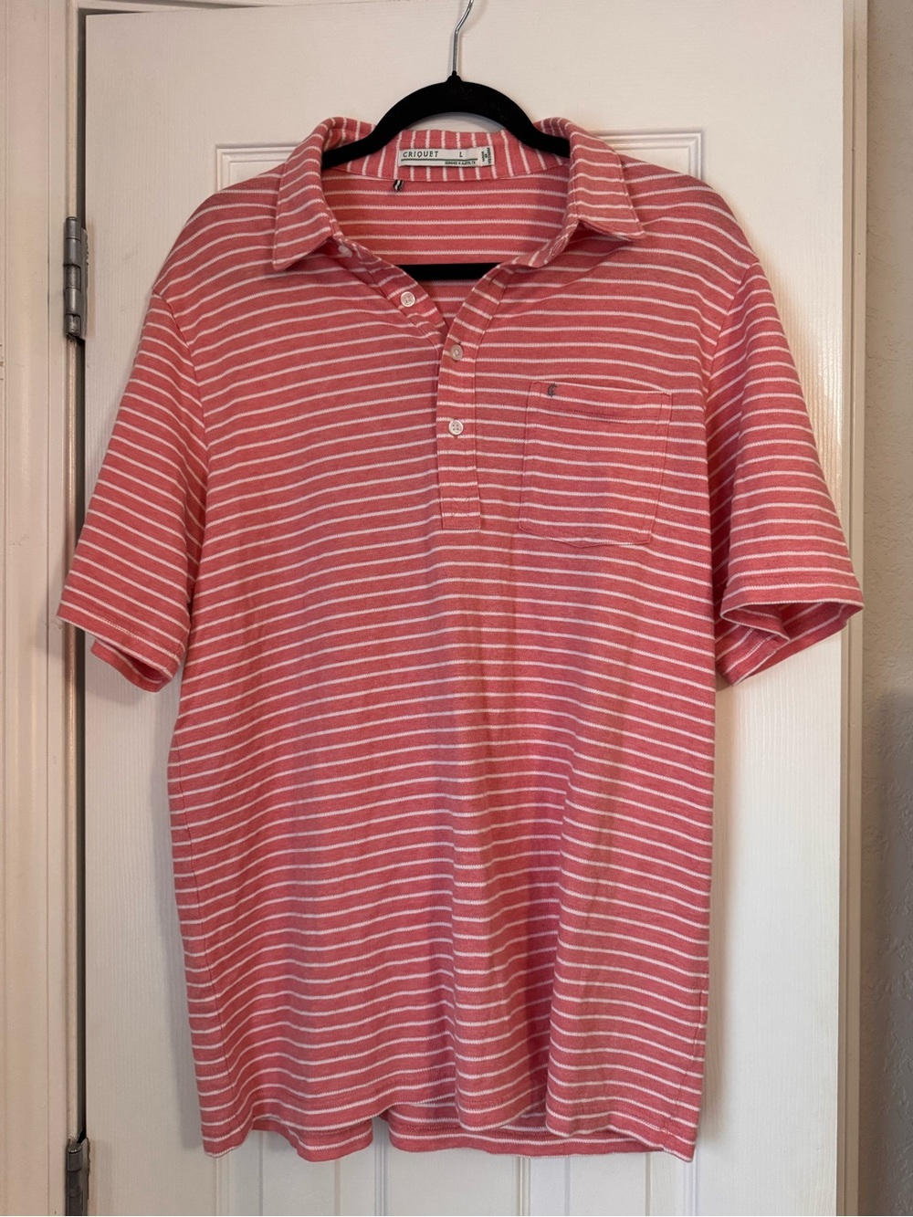 Criquet Men's Pink Striped Polo Shirt Cotton Blend